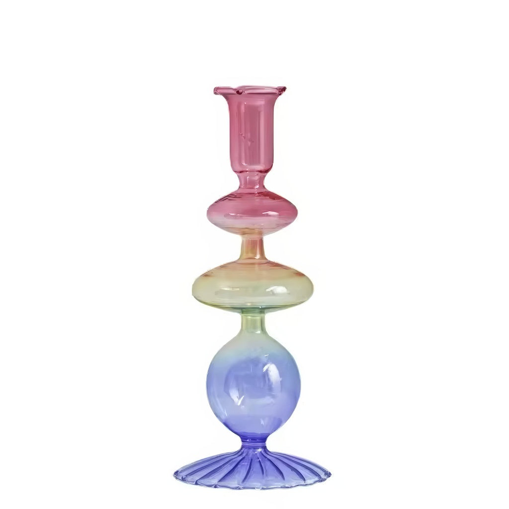 Multicolor Irregular Glass Candleholder