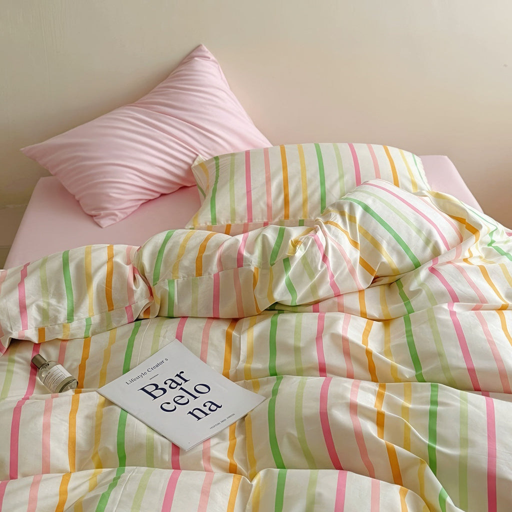 Colorful Pastel Stripes Bedding Set
