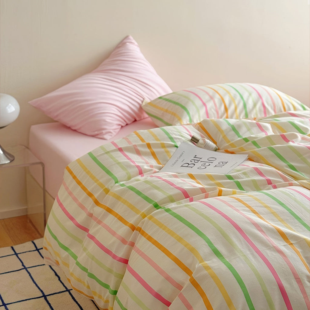 Colorful Pastel Stripes Bedding Set