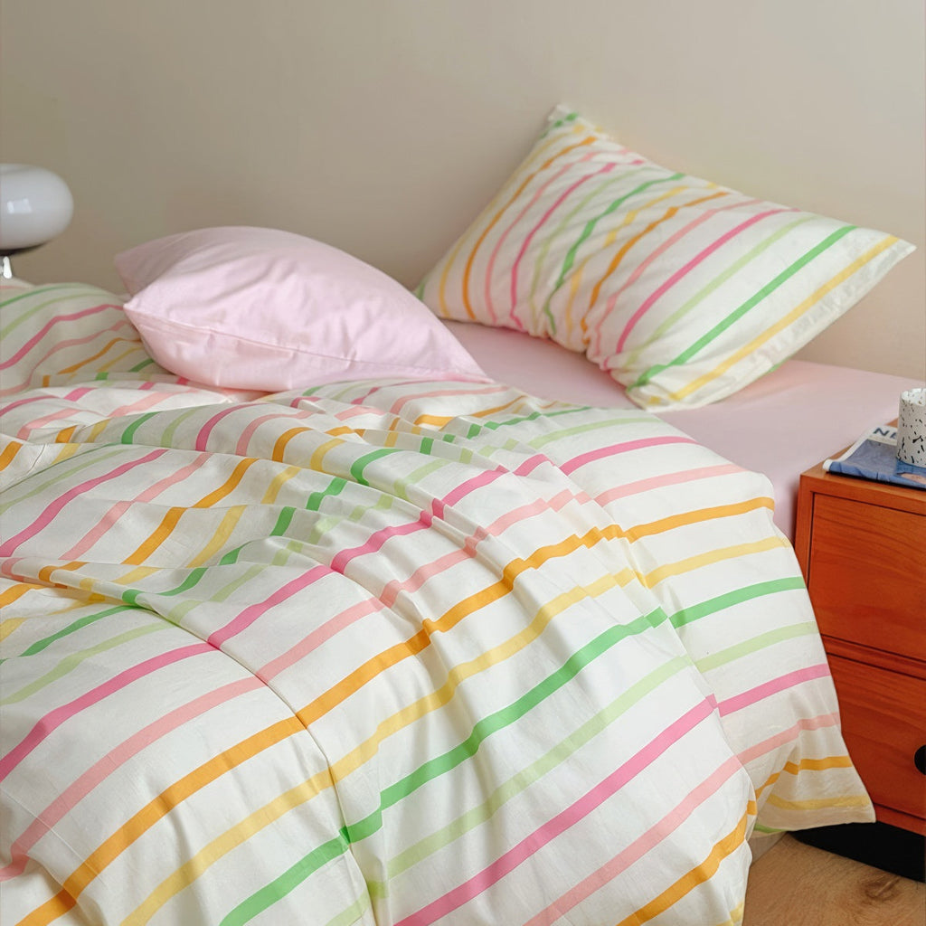 Colorful Pastel Stripes Bedding Set