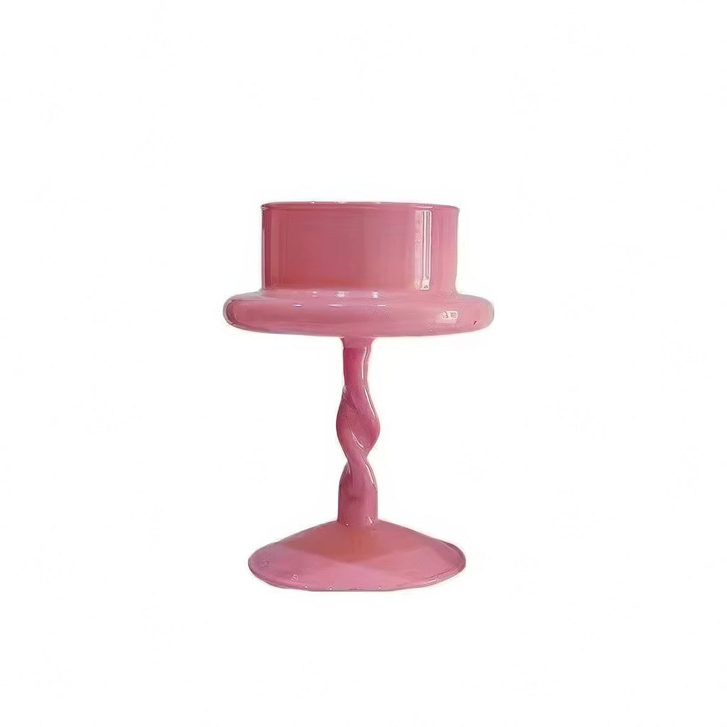 Pink Swirl Glass Candle Holder