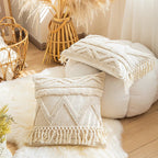 Beige Boho Tufted Cushion Cover