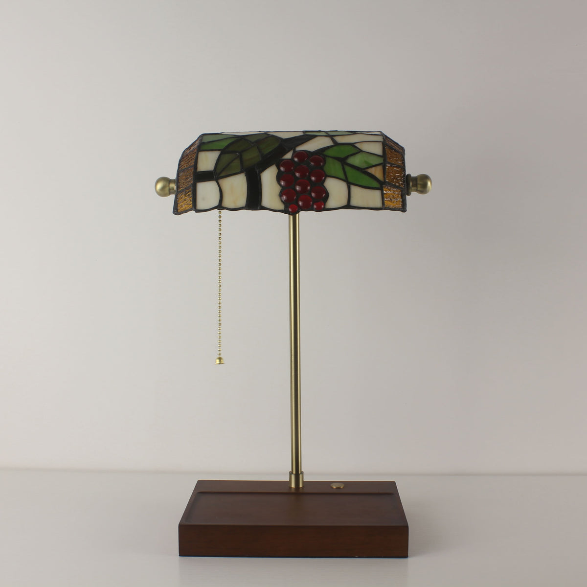 Cordless Tiffany-Style Banker Lamp with Grape Shade