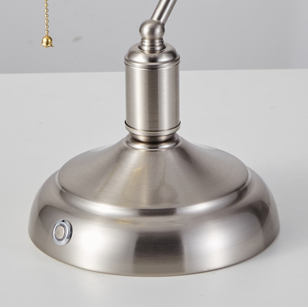 Cordless Banker Desk Lamp with White Glass Shade - Brushed Nickel