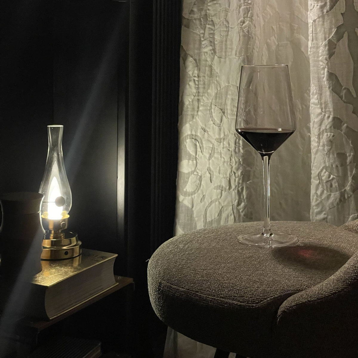 Cordless Brass Oil-Style LED Lantern