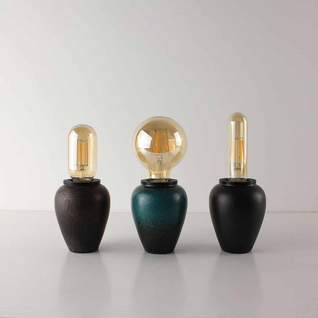 Wabi-Sabi & Zen Cordless Ceramic Edison Table Lamp for Bar & Bistro