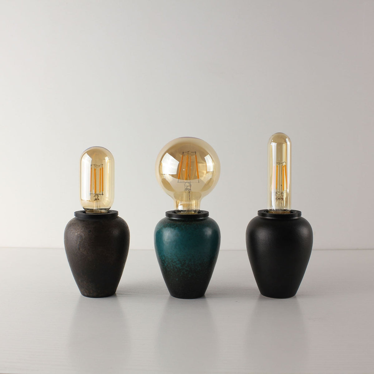 Wabi-Sabi & Zen Cordless Ceramic Edison Table Lamp for Bar & Bistro