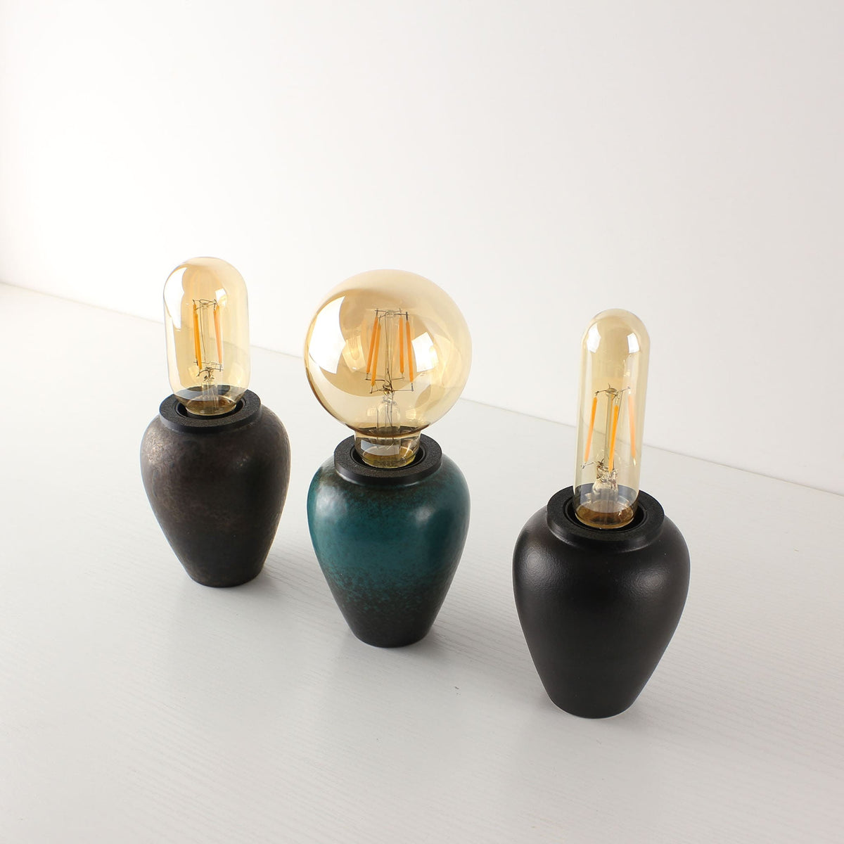 Wabi-Sabi & Zen Cordless Ceramic Edison Table Lamp for Bar & Bistro