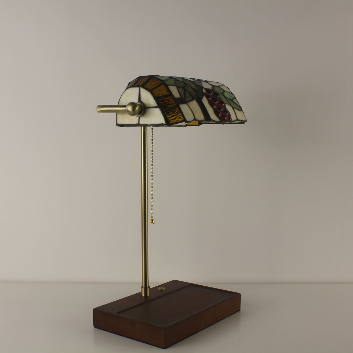 Cordless Tiffany-Style Banker Lamp with Grape Shade