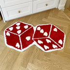 Red Hearts Dice Aesthetic Tufted Accent Rug