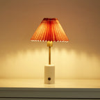 Compact Cordless Table Lamp with Pleated Shade