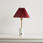 Compact Cordless Table Lamp with Pleated Shade