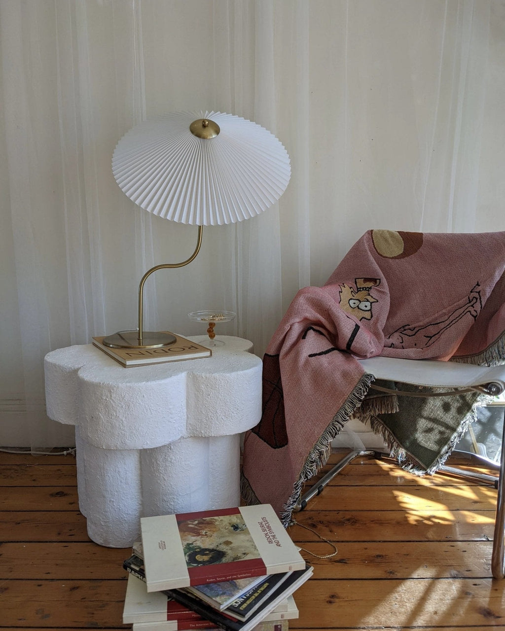 Pleated Brass Table Lamp