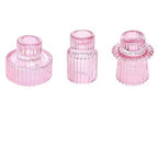 Ribbed Glass Mini Desk Candle Holders Set