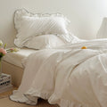 Simple White Ruffle Edge Bedding Set