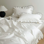 Simple White Ruffle Edge Bedding Set