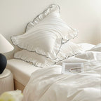 Simple White Ruffle Edge Bedding Set