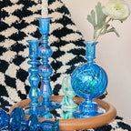 Sky Blue Glass Candle Holder
