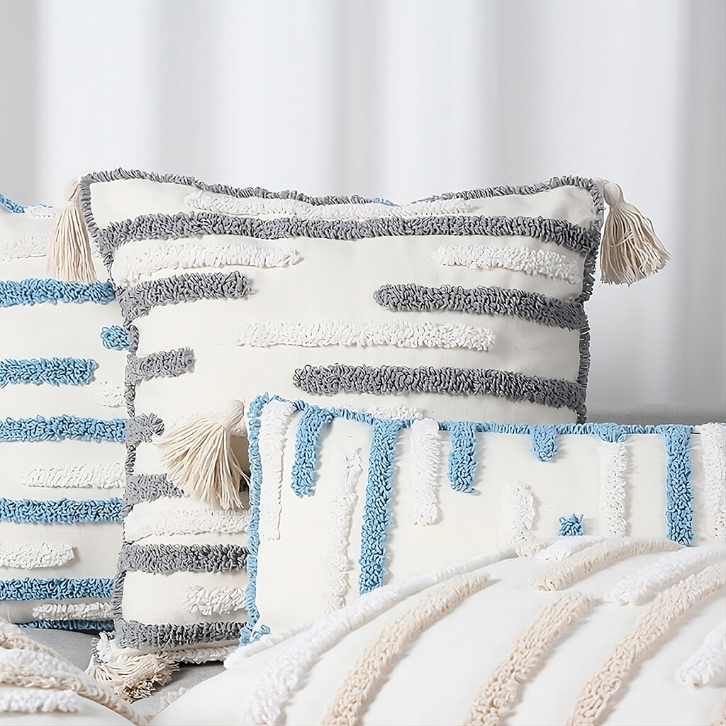 Textured Tufted Stripe Throw Pillow Cover