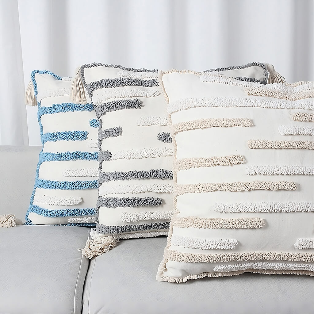 Textured Tufted Stripe Throw Pillow Cover