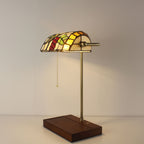 Cordless Tiffany-Style Banker Lamp with Grape Shade