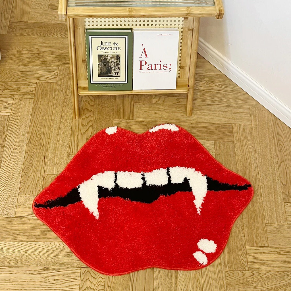 Red Vampire Lips Tufted Accent Rug