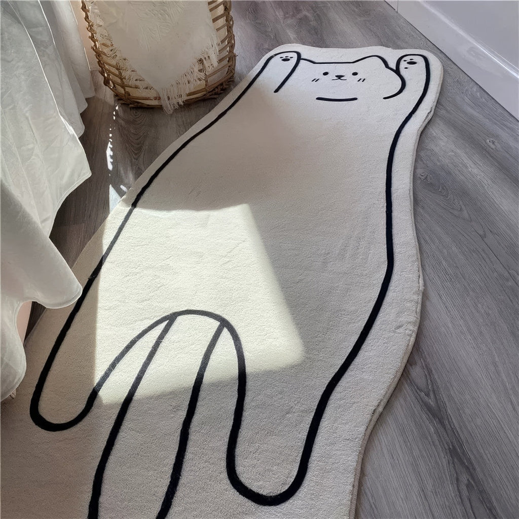 Simple Kawaii Cat Accent Bedside Rug