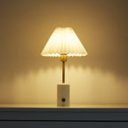 Compact Cordless Table Lamp with Pleated Shade