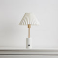 Compact Cordless Table Lamp with Pleated Shade