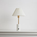 Compact Cordless Table Lamp with Pleated Shade