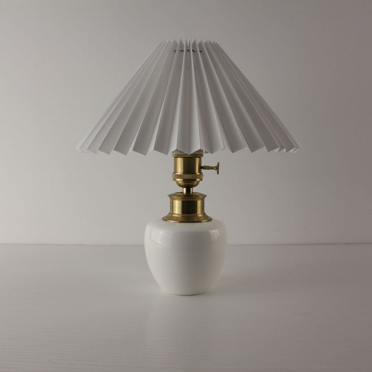 Vintage Cordless Ceramic Jar Table Lamp with Pleated Shade