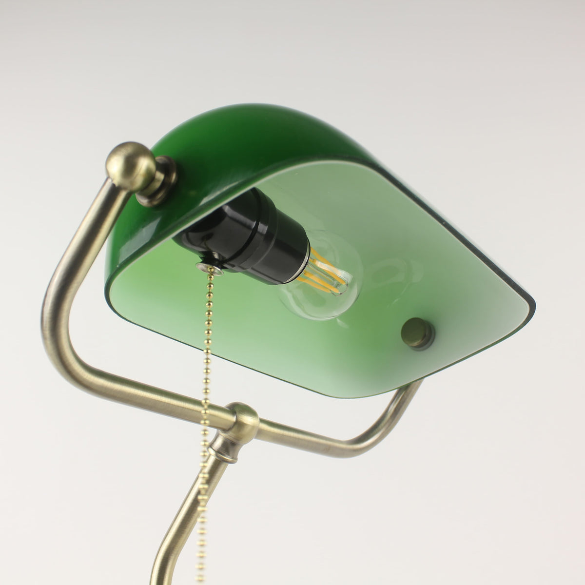 Cordless Banker Desk Lamp with Adjustable Arm and Wooden Tray Base