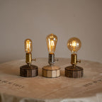 Industrial Cordless Walnut Wood Edison Table Lamp for Bar & Bistro