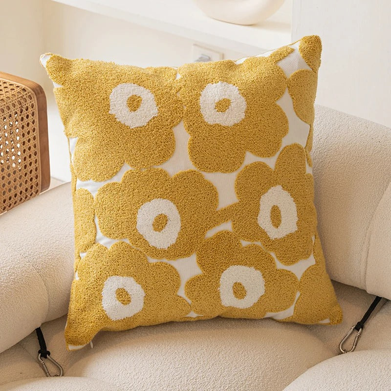 Yellow Themed Embroidered Cushion Cover