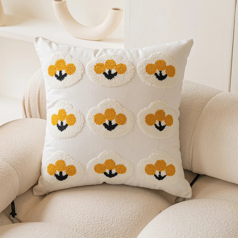Yellow Themed Embroidered Cushion Cover