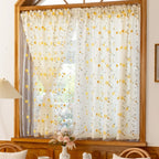 Yellow Wildflower Embroidered Sheer Curtain
